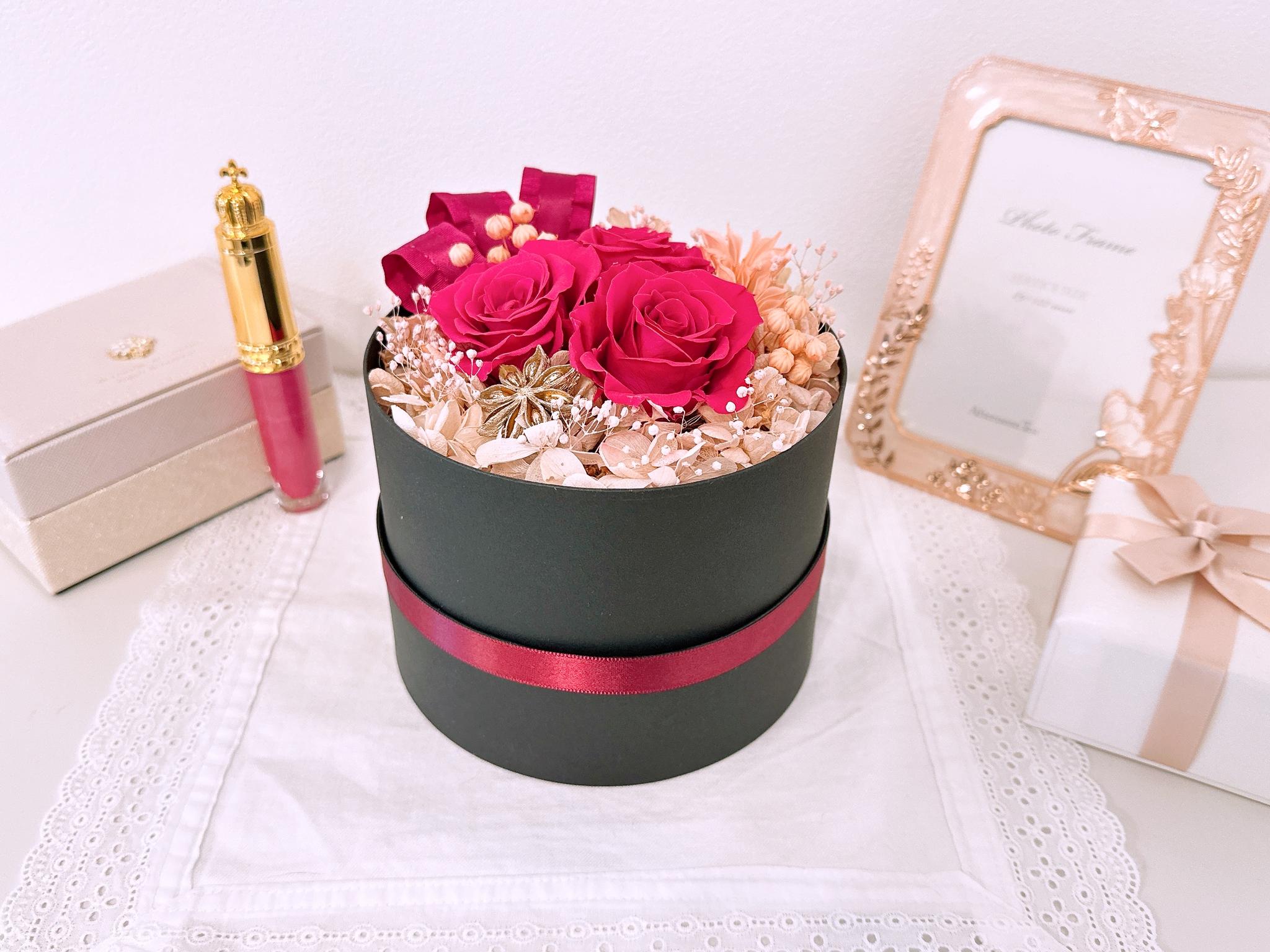 BOXアレンジ】ローズのフラワーボックス くすみピンク ルビー 母の日2026 ギフト 誕生日 記念日 結婚祝い | 7枚目